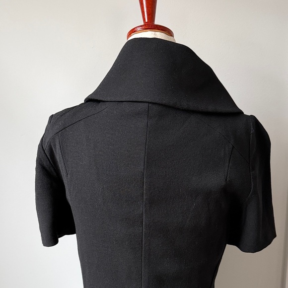 Gianfranco Ferré Vintage Black Dress Wide Structured Collar Wool Blend Tailored - Picture 2 of 9